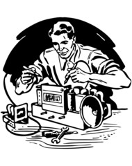 Wall Mural - Radio Repairman 1