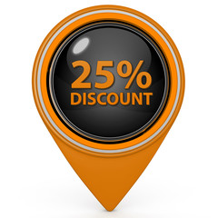 discount 25 pointer icon on white background