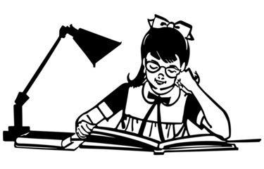 Wall Mural - Girl Studying At Desk