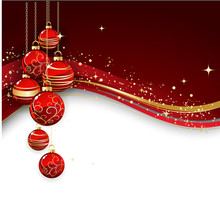 Merry Christmas  Card With Red Bauble