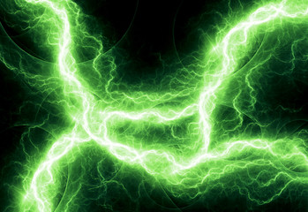 Fantasy green lightning, abstract fractal background