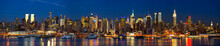 Manhattan Skyline Panorama At Night, New York