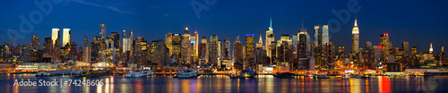 Zdjęcie XXL Manhattan linii horyzontu panorama przy nocą, Nowy Jork