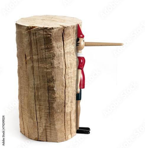Ceppo di legno con pinocchio