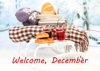 Wall Mural - Welcome,  December. Greeting card