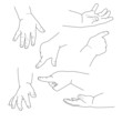 Baby hand, different gestures, vector illustration
