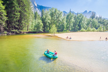 Boat On Merced River Yosemite National Park, California