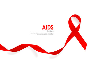 Wall Mural - Aids Awareness Red heart Ribbon on white background. Vector illu