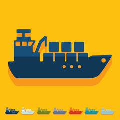 Sticker - Flat design: cargo ship