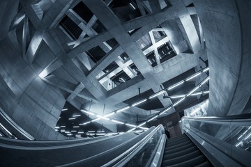 Moving escalator in the business center