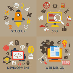 Set of 4 vector concept icons for web