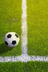 Wall Mural - Soccer grass field with marking and ball, Sport