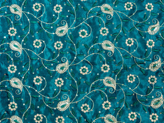 Blue fabric with paisley ornament