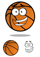 Wall Mural - Cartooned basketball ball with smiling face