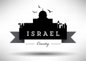 Wall Mural - Israel Skyline with Typography Design