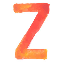 Letter Z Colorful Watercolor Aquarelle Font Type Handwritten