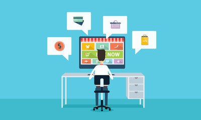 Wall Mural - vector business online shopping and e-marketing