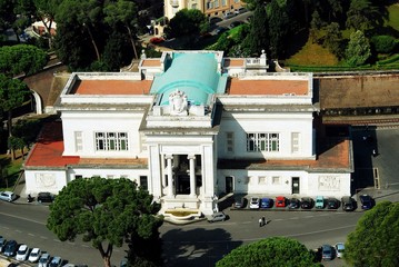 Wall Mural - Aerial view of Rome city from St Peter Basilica roof