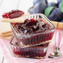 Canvas Print - Plum Jam in Clear Glass Square Bowls
