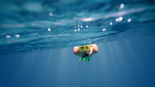 Underwater Portrait Of A Woman Snorkeling