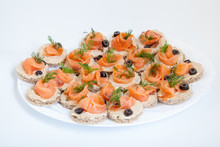 Party Platter With Sandwiches With Salmon