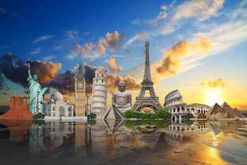 Wall Mural - Travel the world monuments concept