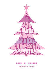 Wall Mural - Vector pink ruffle fabric stripes Christmas tree silhouette