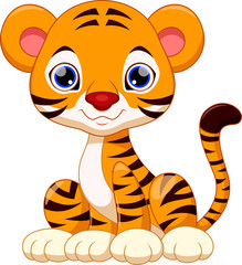 Wall Mural - Cute tiger cartoon