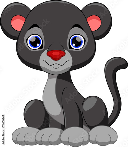 Naklejka na drzwi Cute black panther cartoon