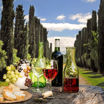 Fototapete - Weinverkostung in der Toskana