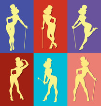 Pin Up Style Silhouette Of Show Girl