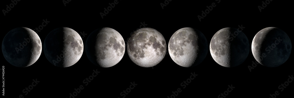 Moon phases panoramic collage, elements of this image are provided by NASA - obrazy, fototapety, plakaty 
