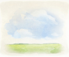 Watercolor Illustration Of A Summer Landscape