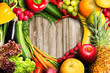 canvas print picture - Vegetables and Fruit Heart Shaped