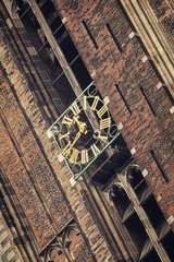 Close view of the clock at Dom Tower in Utrecht, Netherlands