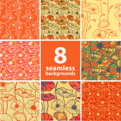 set of 8 seamless floral backgrounds