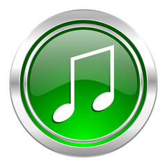 music icon, green button, note sign