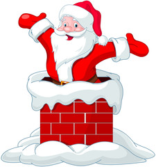 Poster - Santa Claus jumping from chimney