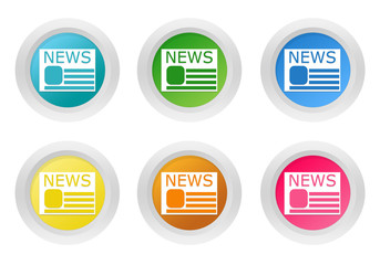 Wall Mural - set of rounded colorful buttons with news symbol