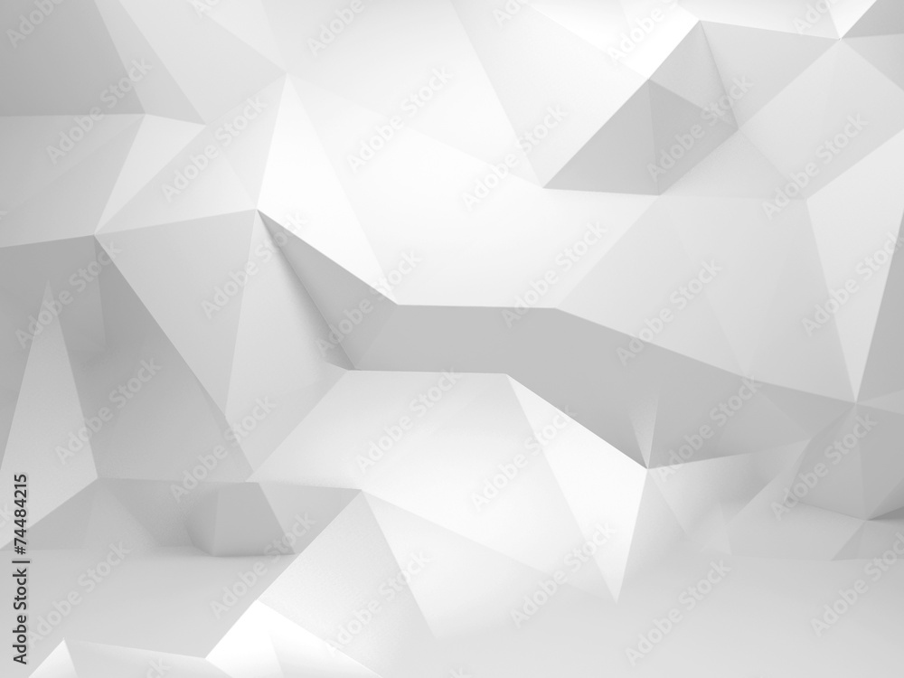 Abstract white 3d background with polygonal pattern - obrazy, fototapety, plakaty 