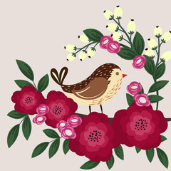 Naklejka na meble Floral background with bird