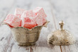 Rose Flavoured Turkish Delight in Silver Metal Bowl