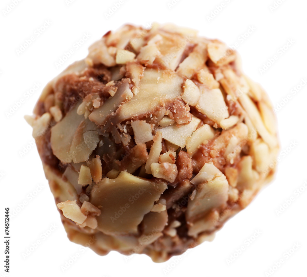 Delicious chocolate candy isolated on white