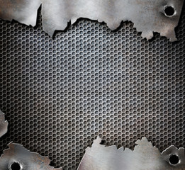 Wall Mural - grunge metal background with bullet holes