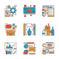 Aufkleber - Design agency services line icons set