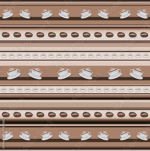 Plakat na zamówienie Cups of coffee stripy background in brown spectrum