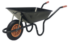 Black Galvanised Steel Wheelbarrow Cart Isolated On White