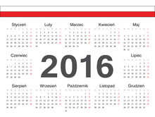 Vector Polish Circle Calendar 2016