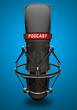 Microfono con scritta podcast