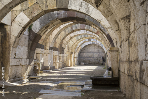 Fototapeta na wymiar Agora of Smyrna ruins from 4th century BC Izmir Turkey 2014